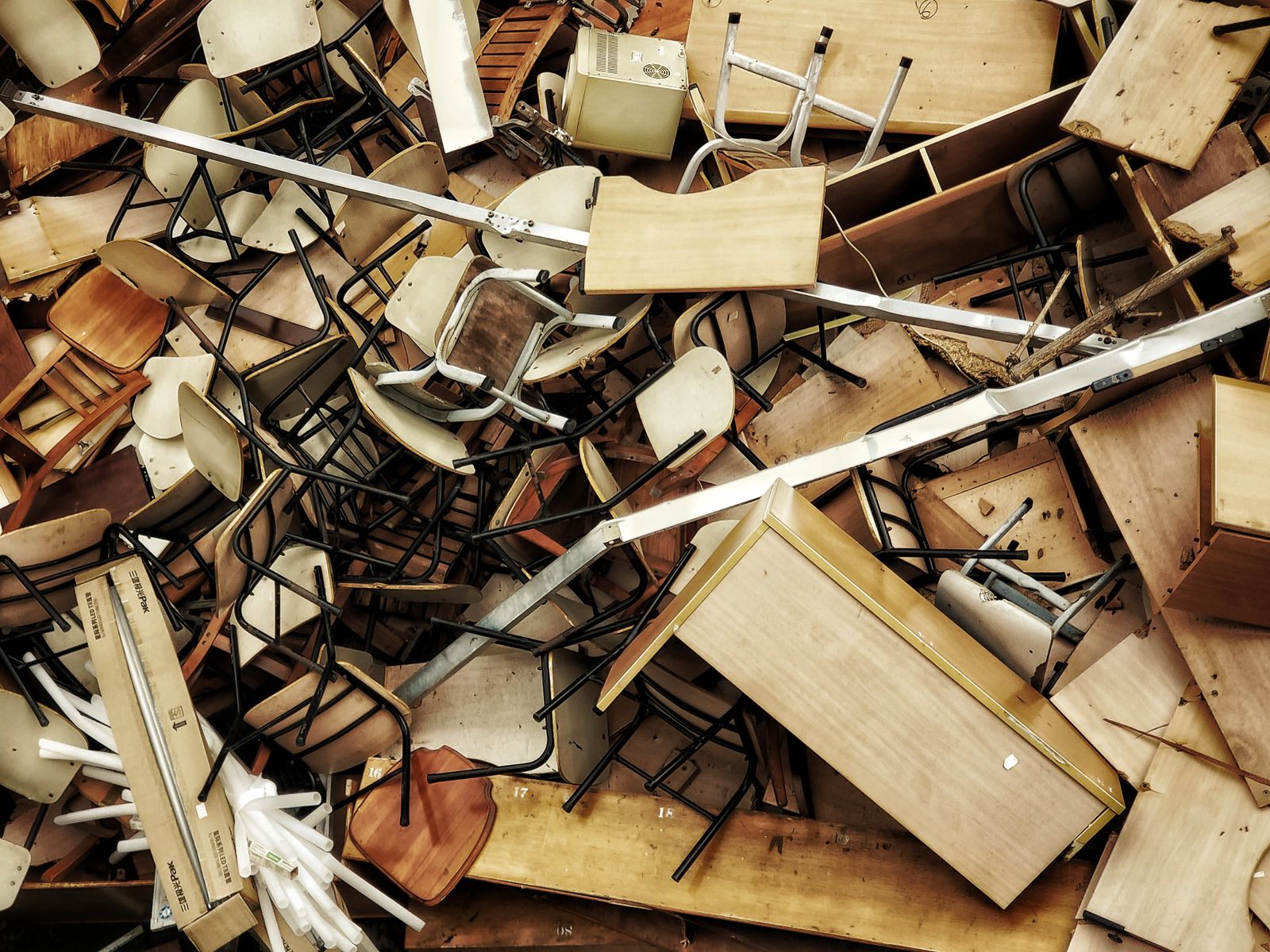 Pile of old furniture and junk for removal